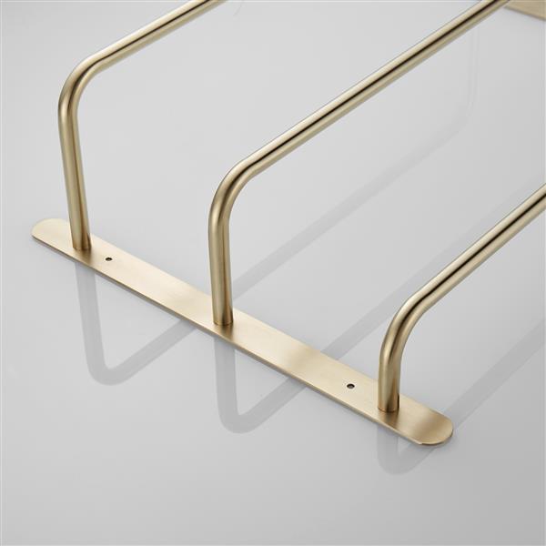 THREE Stagger Layers Towel Rack Luxury Brushed Gold 304 Stainless Steel Towel Bars Bathroom Accessories Set 17.72 inches KJWY003JIN-45CM