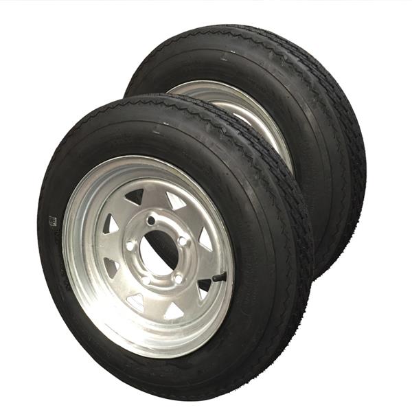 Pair of Trailer Tire P811 Galvanized RIM 4.8-12 4PR 4lug