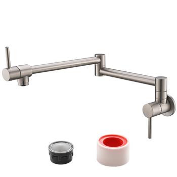 Brass Folding Faucet 1/2\\'\\' NPT Wall Mount Kitchen Faucet Two Handles Cold Water Tap Nickel 