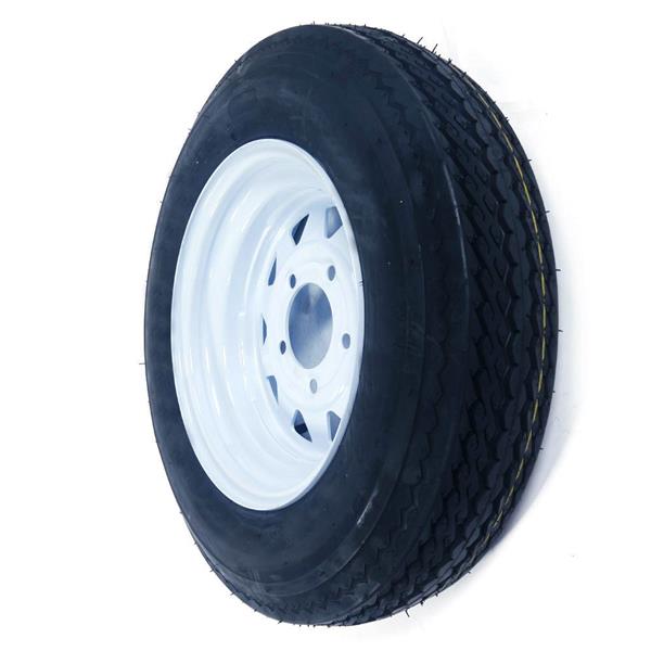 5.30-12 530-12 5 Hole Wheel White Spoke 1x New Trailer Tire & Rim