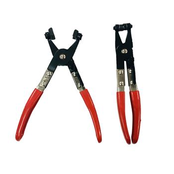 2Pcs Hose Clamp Pliers Set Locking Flat Band Ring Swivel Cross Slotted Jaw Pliers