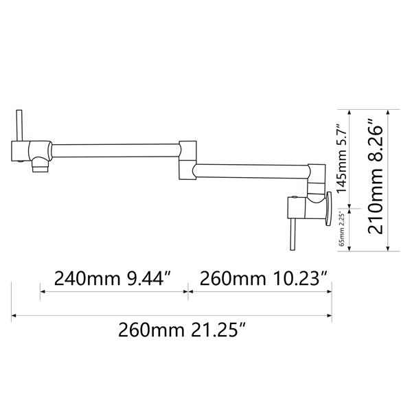 Brass Folding Faucet 1/2”NPT Wall Mount Kitchen Faucet Two Handles Cold Water Tap Black 