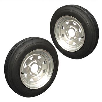 Pair of Trailer Tire P811 Galvanized RIM 4.8-12 4PR 4lug