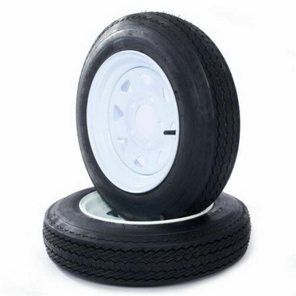 Both Tread Depth: 4.8mm 4.80-12 5 Lug P811 Tires Tubeless Wheels White Rim