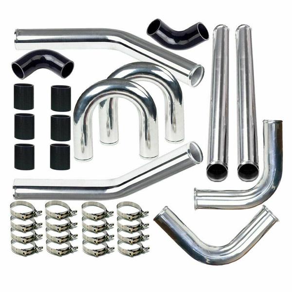 Universal 3" Inch Aluminum Intercooler Piping U-Pipe Kit+Coupler Black+T-Clamps