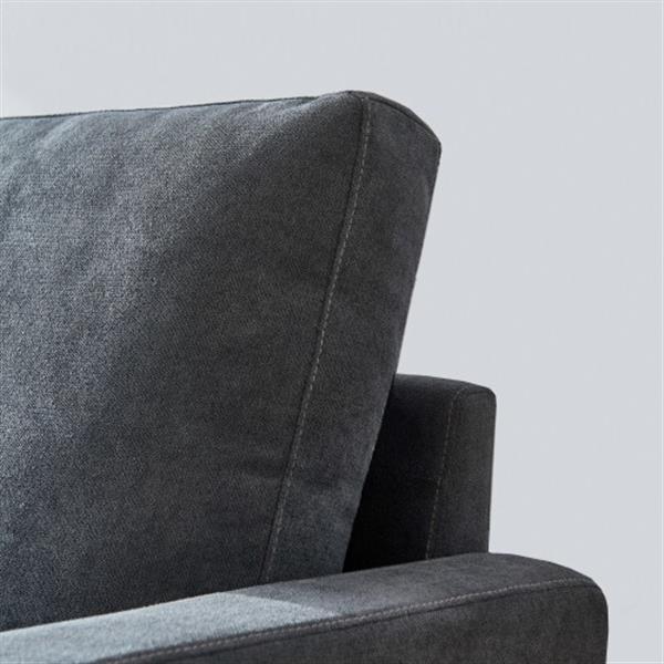 Modern fabric sofa L shape, 3 seater with ottoman-104"-Dark gray