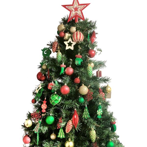 88 Piece Assorted Christmas Tree Ornaments Set, Shatterproof Balls Xmas Seasonal Decorative Hanging Baubles Set with Reusable Hand-held Gift for Holiday Xmas Tree Decorationsr (red+greend+Golden)