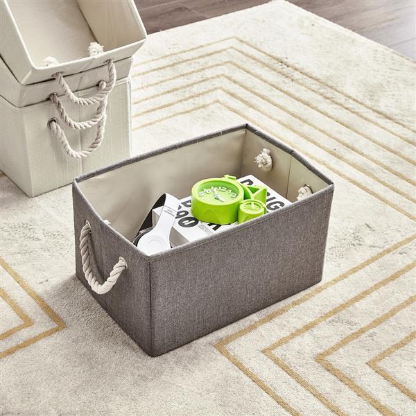 4 Pack Storage Cubes Foldable Decorative Baskets Fabric Storage Bins Storage Box with Cotton Rope Handles Cube Organizer Bins Storage Containers for Living Room (Grey)