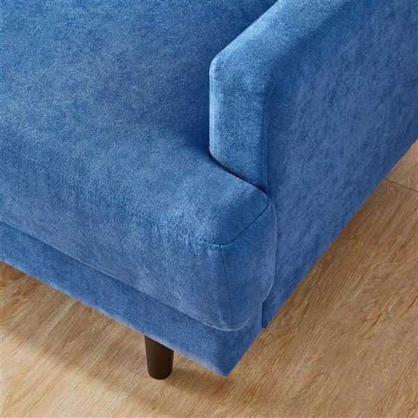 Modern fabric sofa L shape, 3 seater with ottoman-104" Blue