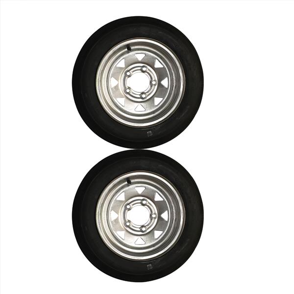 Pair of Trailer Tire P811 Galvanized RIM 4.8-12 4PR 4lug