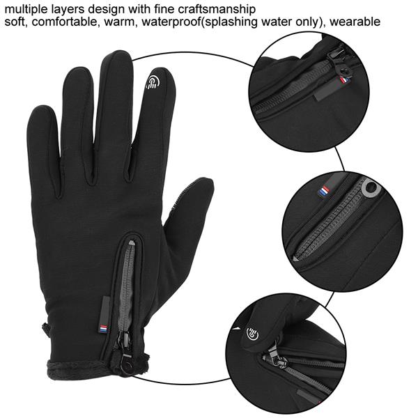 Winter Sports Windproof Waterproof Thick Thermal Screen Touch Warm Full Finger Ski Gloves (L)