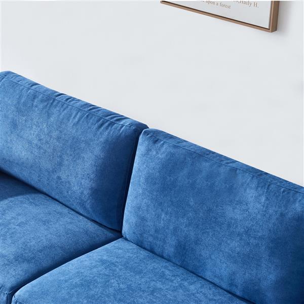 Modern fabric sofa L shape, 3 seater with ottoman-104" Blue