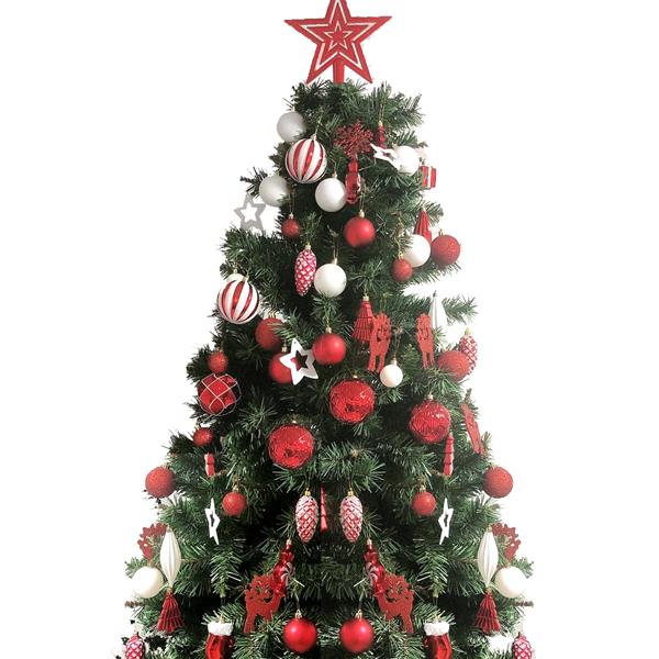 88 Piece Assorted Christmas Tree Ornaments Set, Shatterproof Balls Xmas Seasonal Decorative Hanging Baubles Set with Reusable Hand-held Gift Package for Holiday Xmas Tree Decorations(red+white))