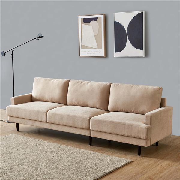 Modern fabric sofa L shape, 3 seater with ottoman-104" Beige