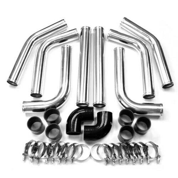 2.5" Universal Aluminum Intercooler Turbo Pipe piping Kit+Black Hose+Clamp