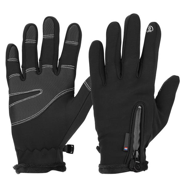 Winter Sports Windproof Waterproof Thick Thermal Screen Touch Warm Full Finger Ski Gloves (L)