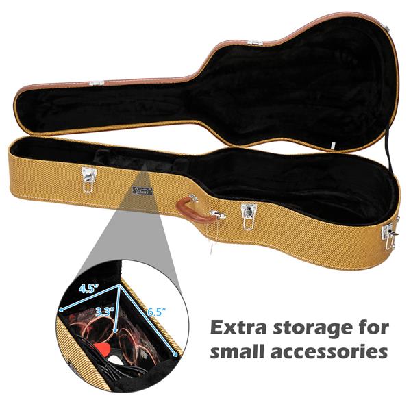 [Do Not Sell on Amazon] 41" Folk Guitar Hardshell Carrying Case Fits Most Acoustic Guitars Microgroove Flat Yellow