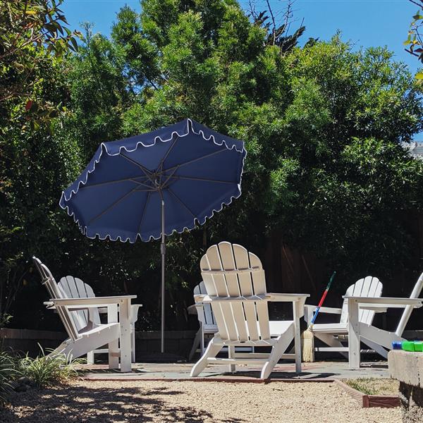 Outdoor Patio Umbrella 9-Feet Flap Market Table Umbrella 8 Sturdy Ribs with Push Button Tilt and Crank, navy blue with Flap[Umbrella Base is not Included]