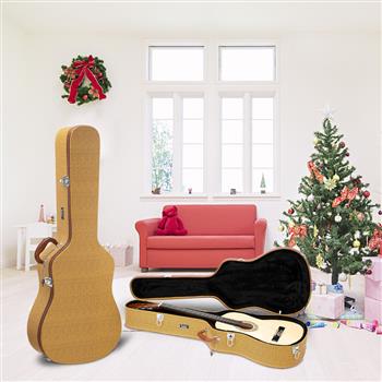 [Do Not Sell on Amazon]Glarry 41\\" Folk Guitar Hardshell Carrying Case Fits Most Acoustic Guitars Microgroove Flat Yellow