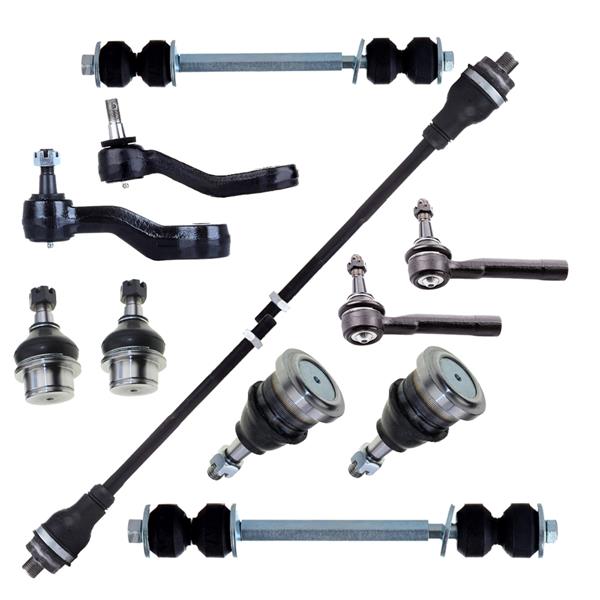 12x Front Ball Joints Inner & Outer Tie Rods Kit For GMC Sierra 1500 Yukon 4WD