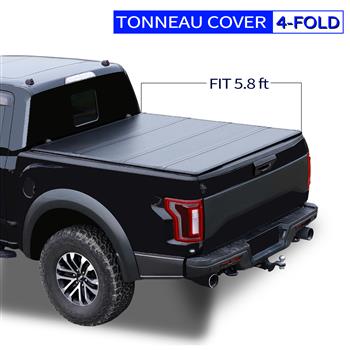5.8\\' Hard Quad-Fold Tonneau Cover For Silverado Sierra 1500 Truck Bed 2007-2019