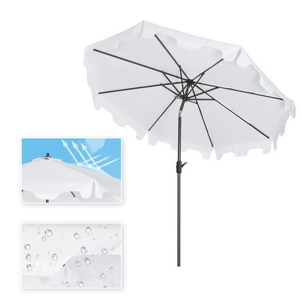 Outdoor Patio Umbrella 9-Feet Flap Crank Market Umbrella with Flap[Umbrella Base is not Included]