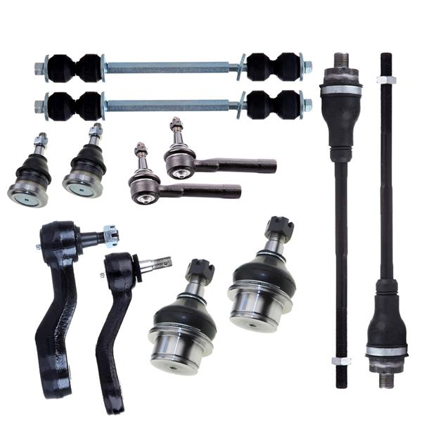 12x Front Ball Joints Inner & Outer Tie Rods Kit For GMC Sierra 1500 Yukon 4WD