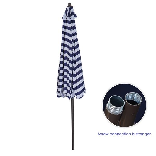 Outdoor Patio Umbrella 9-Feet Flap Market Table Umbrella 8 Sturdy Ribs with Push Button Tilt and Crank, blue/white with Flap[Umbrella Base is not Included] [Sale to Temu is Banned.Weekend can not be s