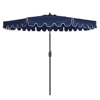 Outdoor Patio Umbrella 9-Feet Flap Market Table Umbrella 8 Sturdy Ribs with Push Button Tilt and Crank, navy blue with Flap[Umbrella Base is not Included]