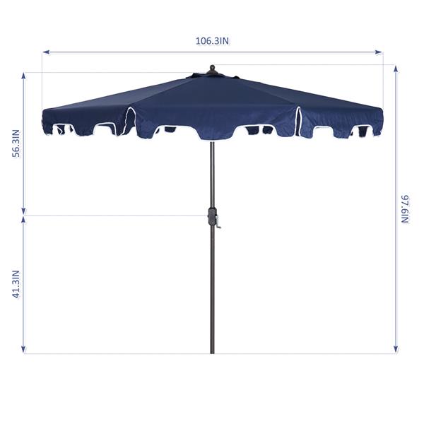 Outdoor Patio Umbrella 9-Feet Flap Crank Market Umbrella with Flap[Umbrella Base is not Included]-navy blue