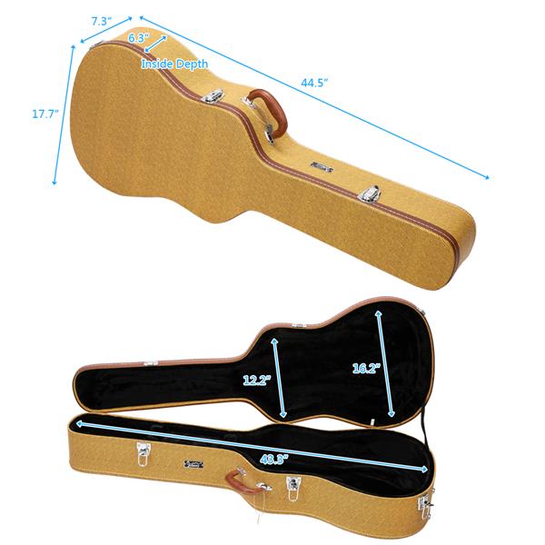 [Do Not Sell on Amazon] 41" Folk Guitar Hardshell Carrying Case Fits Most Acoustic Guitars Microgroove Flat Yellow