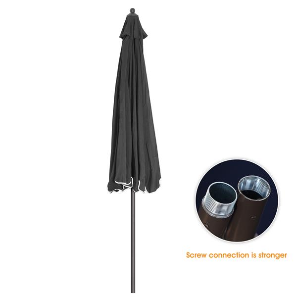 Outdoor Patio Umbrella 9-Feet Flap Crank Market Umbrella with Flap[Umbrella Base is not Included]- grey