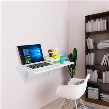 Wall Mounted Floating Folding Table Desk for Office Home Kitchen 80 x 50cm White