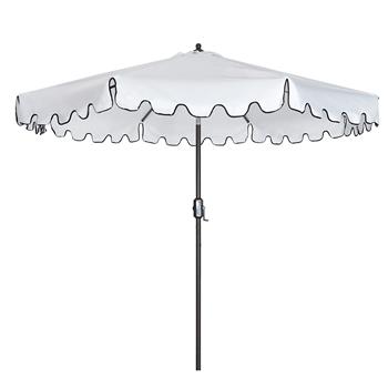 Outdoor Patio Umbrella 9-Feet Flap Market Table Umbrella 8 Sturdy Ribs with Push Button Tilt and Crank, beige with Flap[Umbrella Base is not Included]