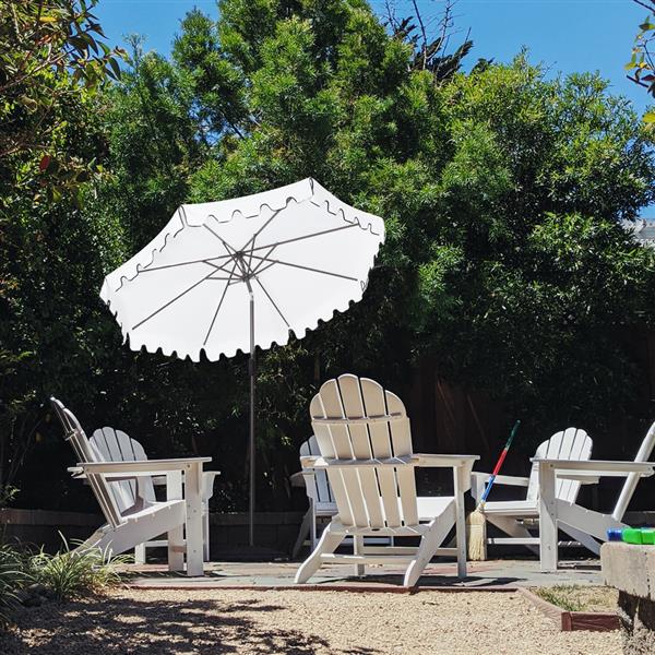 Outdoor Patio Umbrella 9-Feet Flap Market Table Umbrella 8 Sturdy Ribs with Push Button Tilt and Crank, beige with Flap[Umbrella Base is not Included]