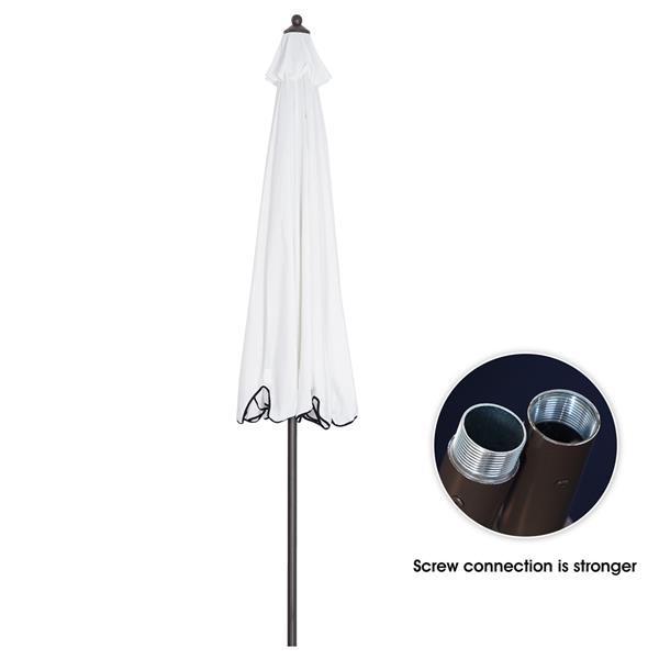 Outdoor Patio Umbrella 9-Feet Flap Market Table Umbrella 8 Sturdy Ribs with Push Button Tilt and Crank, beige with Flap[Umbrella Base is not Included]