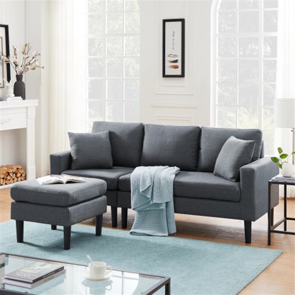 Reversible sectional sofa, the ottoman and seat cushion are removable