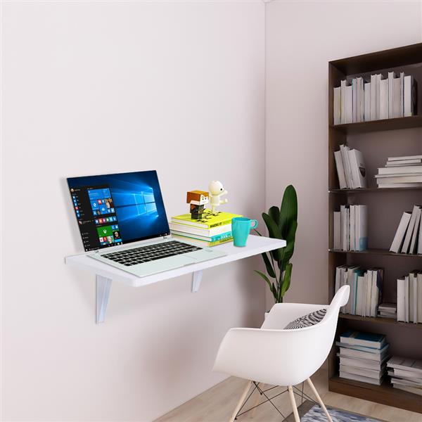 Wall Mounted Floating Folding Table Desk for Office Home Kitchen 60 x 40cm White