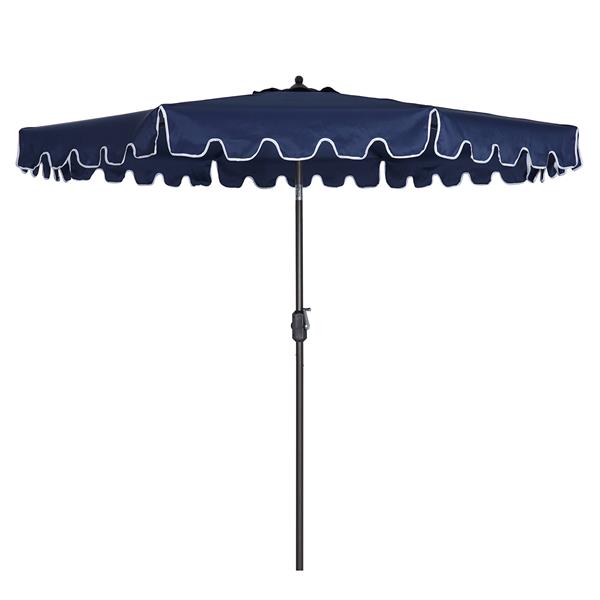 Outdoor Patio Umbrella 9-Feet Flap Market Table Umbrella 8 Sturdy Ribs with Push Button Tilt and Crank, navy blue with Flap[Umbrella Base is not Included]