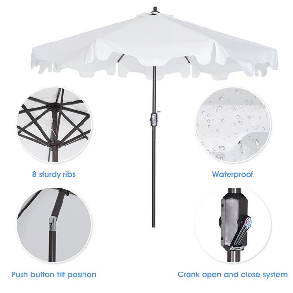 Outdoor Patio Umbrella 9-Feet Flap Crank Market Umbrella with Flap[Umbrella Base is not Included]