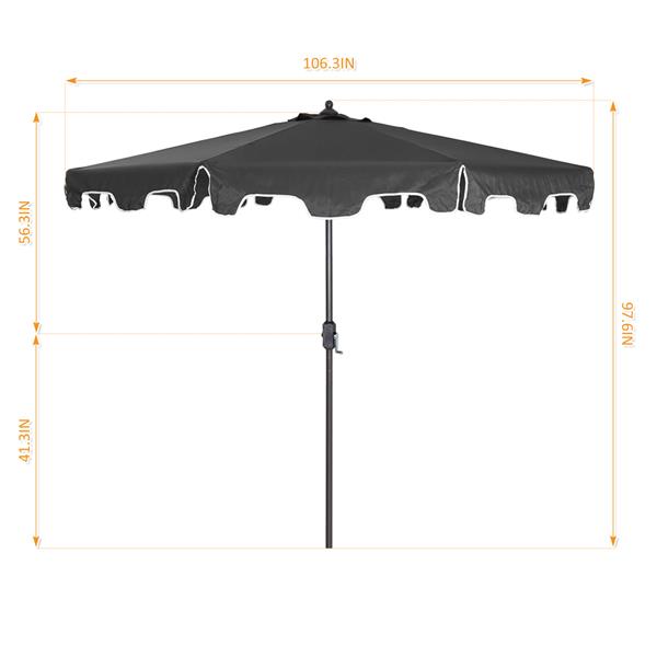 Outdoor Patio Umbrella 9-Feet Flap Crank Market Umbrella with Flap[Umbrella Base is not Included]- grey