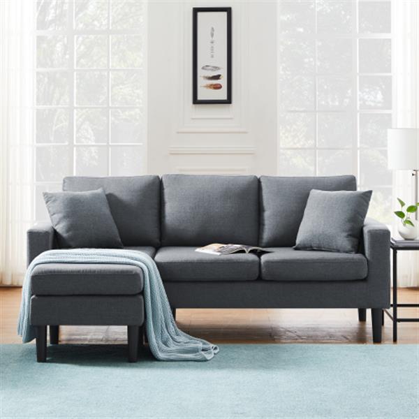 Reversible sectional sofa, the ottoman and seat cushion are removable