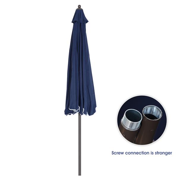 Outdoor Patio Umbrella 9-Feet Flap Crank Market Umbrella with Flap[Umbrella Base is not Included]-navy blue