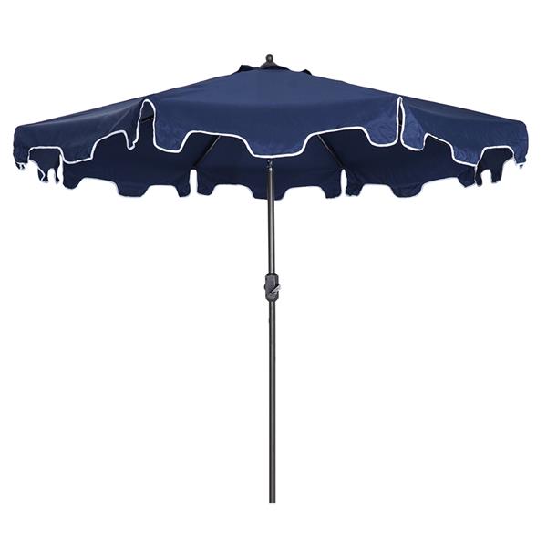 Outdoor Patio Umbrella 9-Feet Flap Crank Market Umbrella with Flap[Umbrella Base is not Included]-navy blue