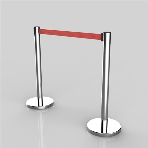 Two 32*90CM red rope telescopic balustrades silver (this product can be divided into balustrades and chassis)