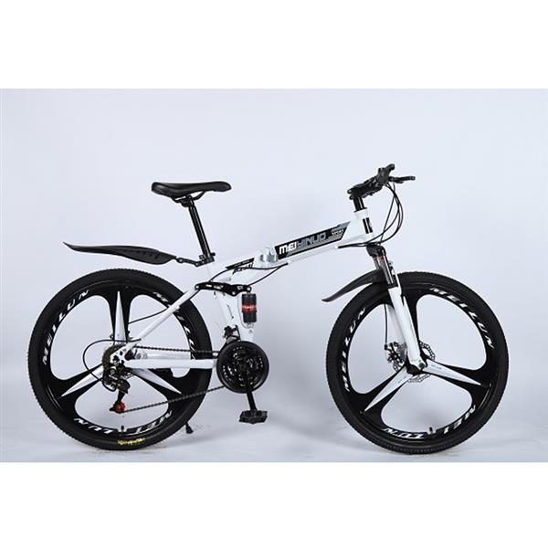  White 26 inch 21-speed folding mountain bike spoke wheel dual suspension bike for adult