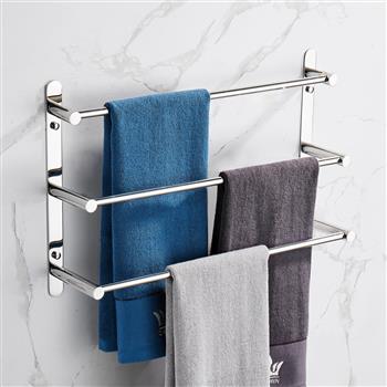 THREE Stagger Layers Towel Rack SUS304 Stainless Steel Hand Polishing Mirror Polished Finished Bathroom Accessories Set Three Towel Bars 19.6 inch bars KJWY004-50CM