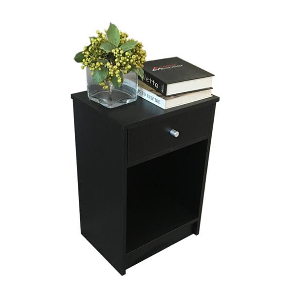 40 x 30 x 60cm Round Handle Night Stand with One Drawer Black