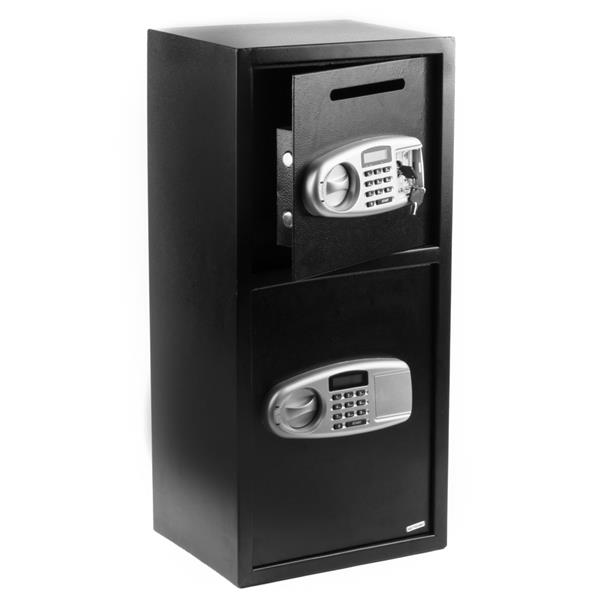 DS77TE Home Office Security Large Electronic Digital Steel Safe Black Box & Silver Grey Pannel
