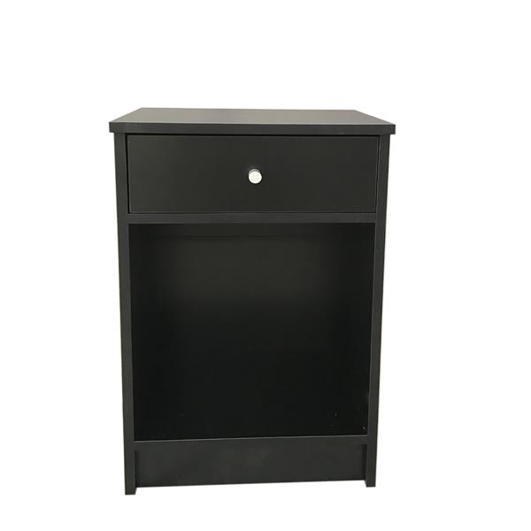 40 x 30 x 60cm Round Handle Night Stand with One Drawer Black